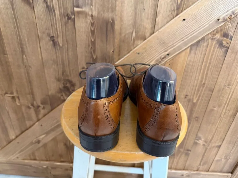 Cole Haan Men’s Size 10 Brown Leather Wingtip Oxford Dress Shoes Brogue Lace-Up